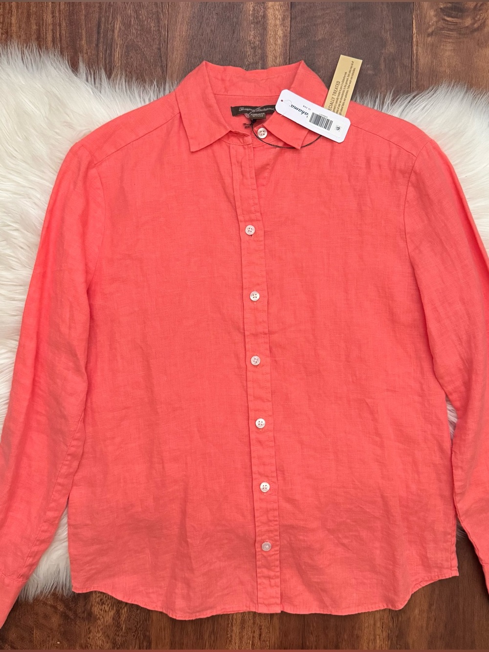 NWT Tommy Bahama 100% Linen Button Down Shirt in Coral Size XXS